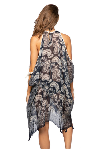 Pool to Party Sun Dress Open Shoulder Dress in Classic Bandana Print