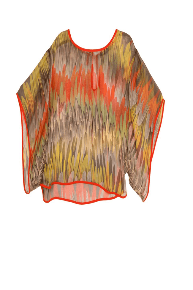 Printed Silk Top with Kimono Sleeve - Subtle Luxury