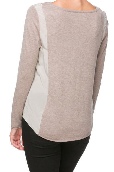 Side Panel V - Neck Sweater | mixed media - Subtle Luxury