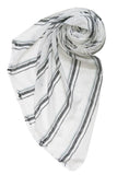 Spun Scarves Scarf Stripe & Needle Jacquard Scarf in White / White Stripe & Needle Jacquard Scarf Wrap