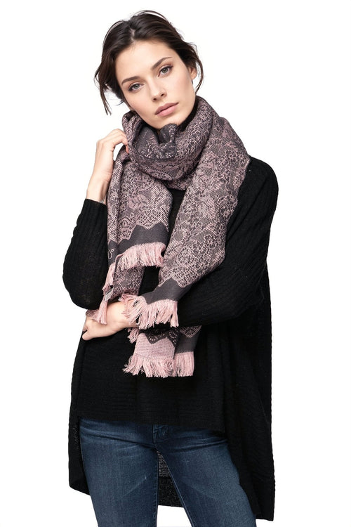 Spun Scarves Wrap Pink / One Size Snowflake Intarsia Blanket Wrap