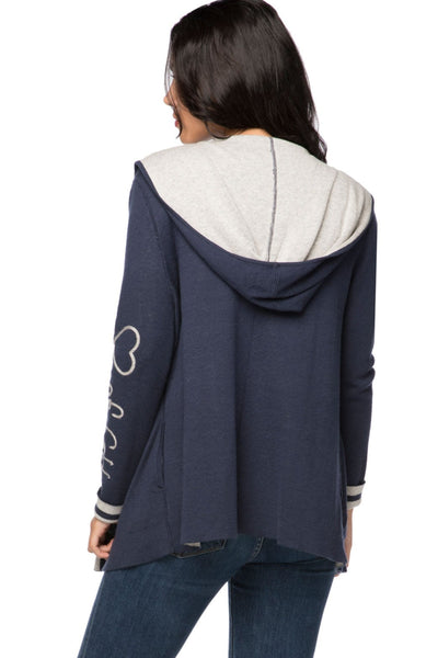 Subtle Luxury Cardigan S/M / Night/Surf / Heart of Gold Maddie Reversible Hoodie in Night/Surf "Heart of Gold" Embroidery