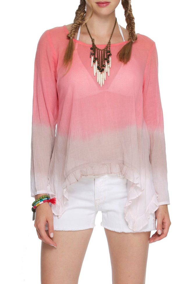 Subtle Luxury Shirts Mia Gauze Ruffle Back Top