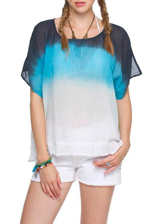 Chelsea Top in Ocean Blue Dip Dye - Subtle Luxury