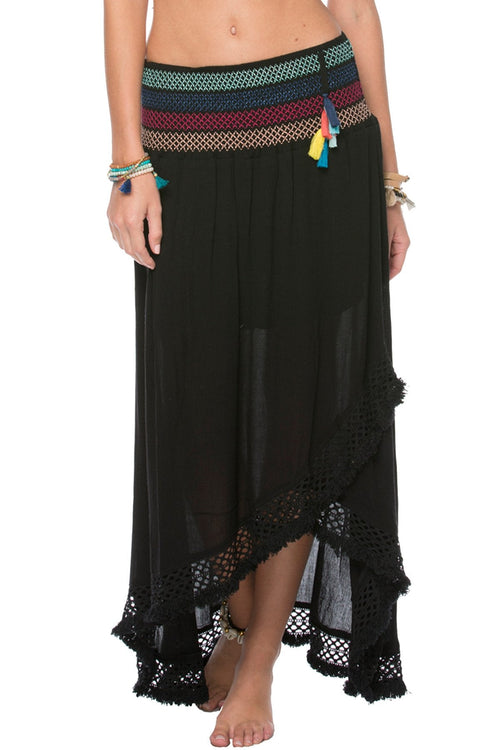 Subtle Luxury Skirt S/M / Black / 100% Viscose Makai Fringe Skirt in Black