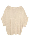 Subtle Luxury Sweater Wide Boat Neck Top in Nude / S/M Tape Yarn Hand Knit Sweater