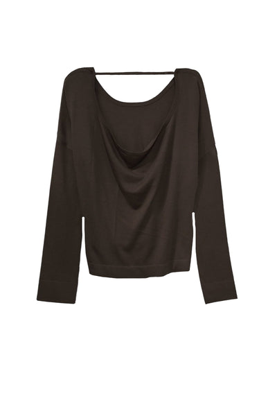 Subtle Luxury Sweater Tencil ™ Cashmere Blend Drape Back Crop Crewneck Sweater
