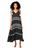 Subtle Luxury Maxi XS/S / Black / 100% Cotton Washed Cotton Gauze Maxi Sun Dress with Embroidery